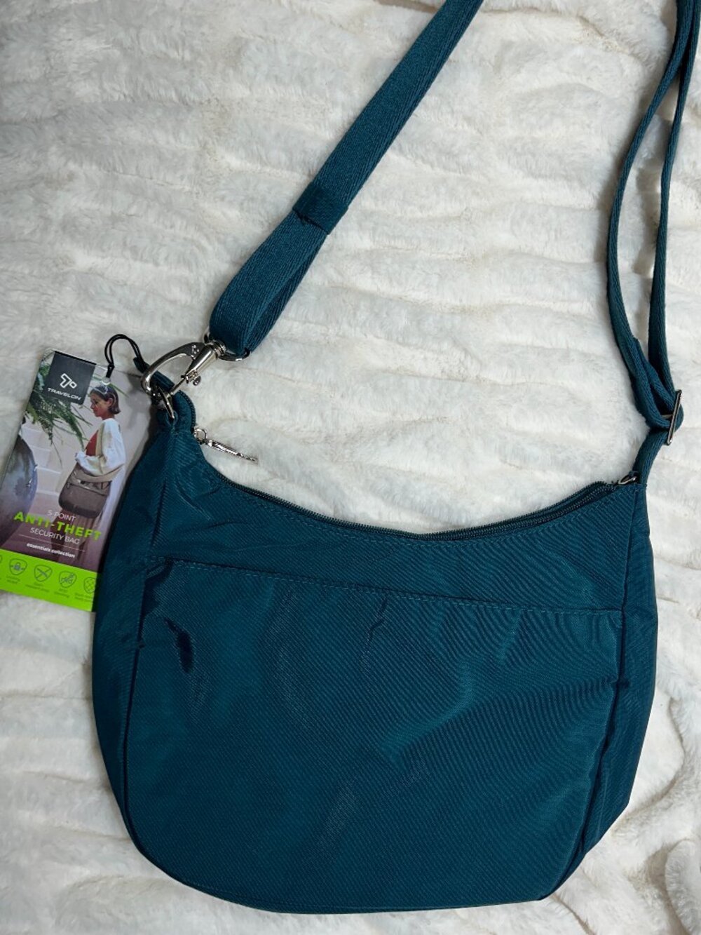 New Travelon True Classic Pocket Half Moon Bag in Peacock - Picture 2 of 12